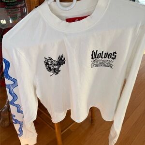 Darc Sport Creamy White Long Sleeve Shirt with Blue Snake Design NWOT